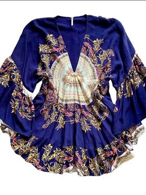 Free People V-Neck Floral Top